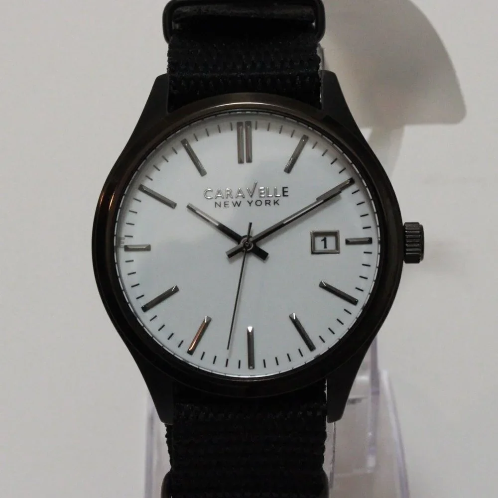Caravelle Men's Quartz Field Watch By Bulova Black NATO Strap Black Case 41mm